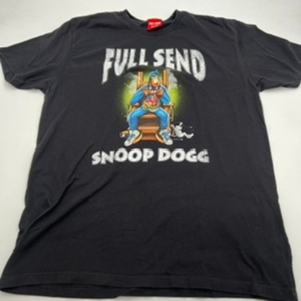 Full Send Snoop Dogg Electric Chair Graphic T-Shirt Mens XL Black Short Sleeve